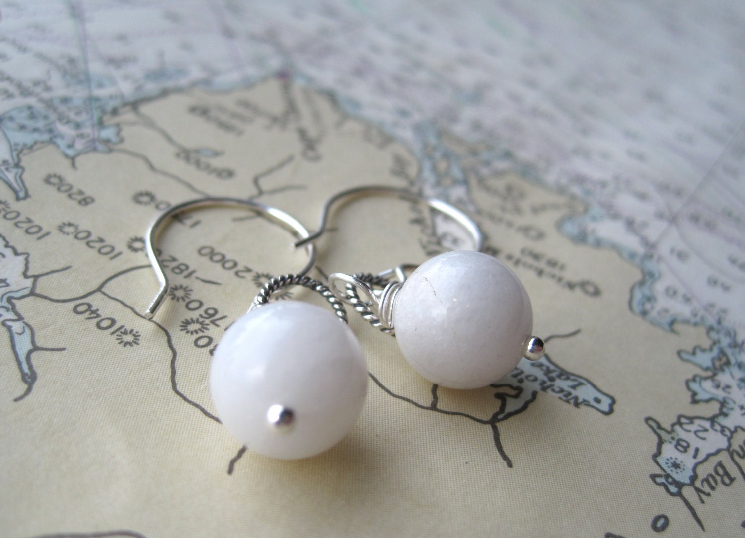 White Dangle Drop Earrings