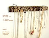 Jewelry Bracelet Necklace Holder Organizer Display Cheetah Fur