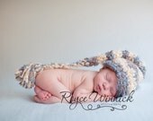 Striped Long Tail Elf Baby Crochet Hat Newborn Crochet Photography Prop