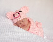 Crochet Piggy Set - Cocoon and Beanie baby Newborn Crochet Photography Prop