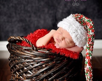 Christmas Elf Hat Crochet Baby Photography Prop