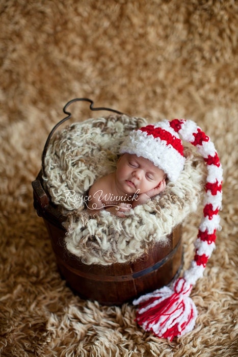 Christmas Elf Hat Baby Photography Prop Sizes Preemie, Newborn, 0-3 months, 3-6 months
