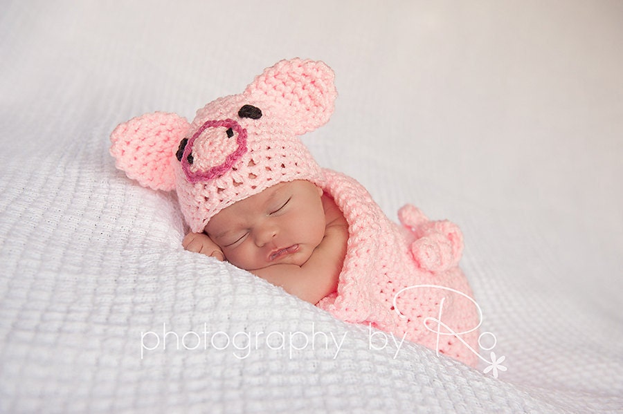 Piggy Set - Cocoon and Beanie baby Newborn Crochet Photography Prop