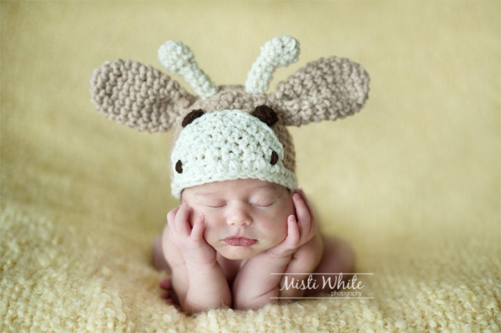 Baby Crochet Hat Little Giraffe Photography Prop Ready Item