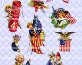Vintage July 4th Images, fireworks, eagle, american flag, George Washington, patriot, cherries, ax  (10 PNG files)  391