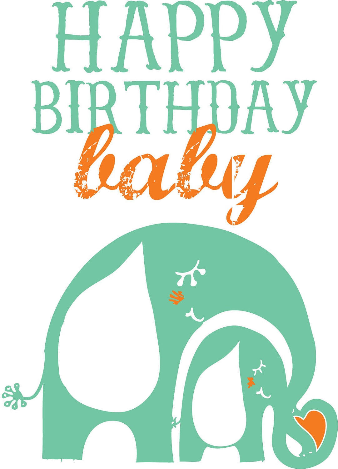 Happy Birthday Baby - 2 elephants