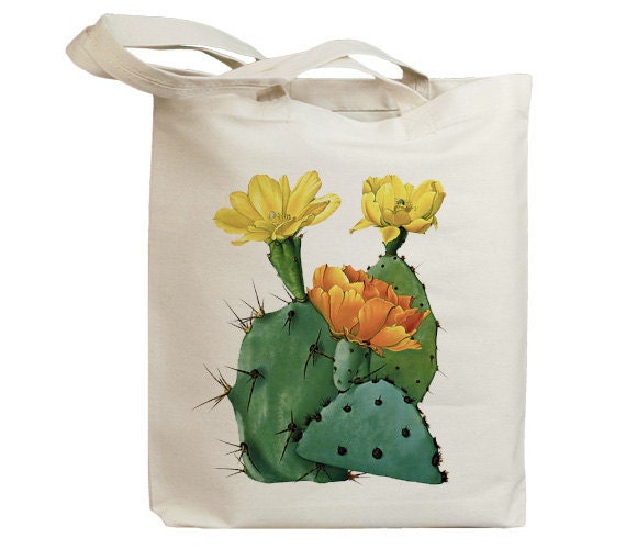 Retro Cactus Flower 06  Eco Friendly Canvas Tote Bag (id6605)