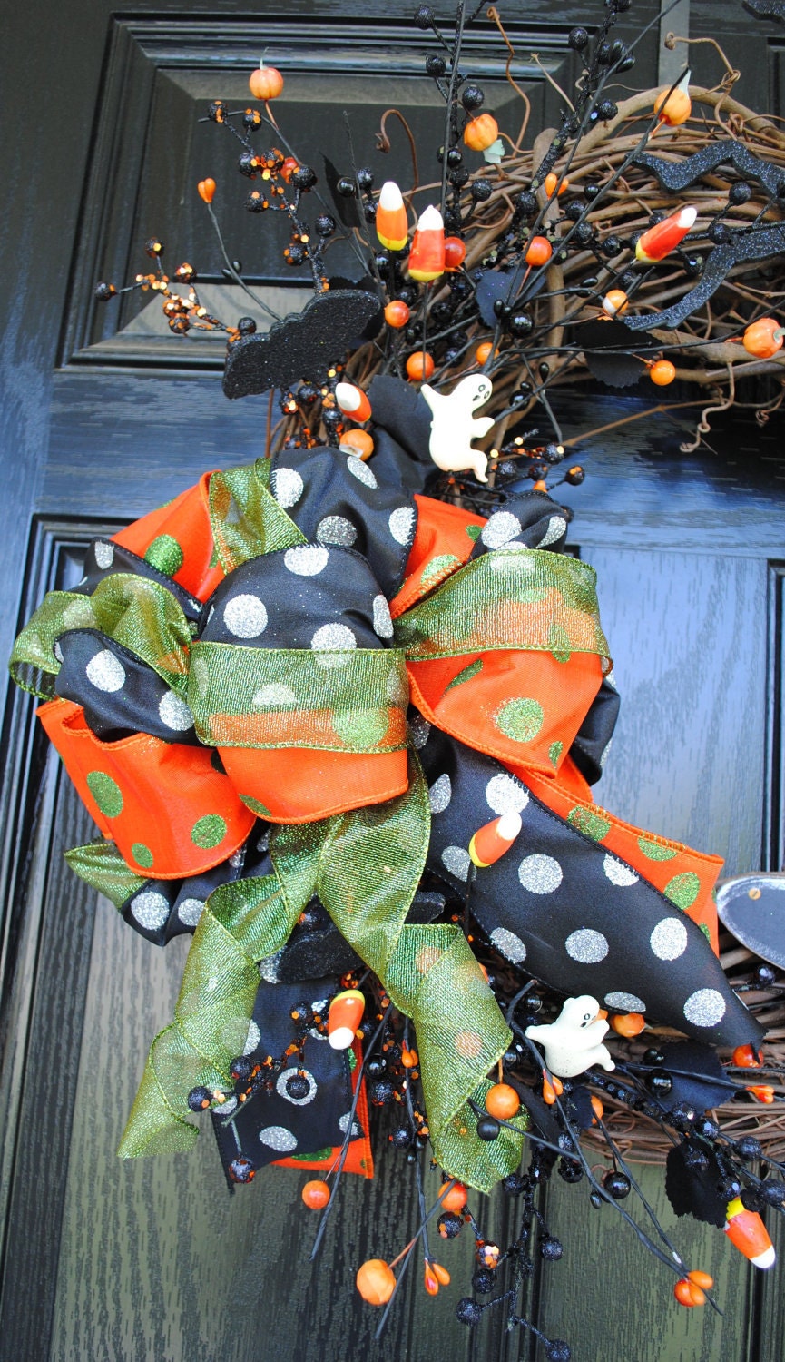 Fall Wreath Halloween Wreath Witch Ghosts Bats 20 inch