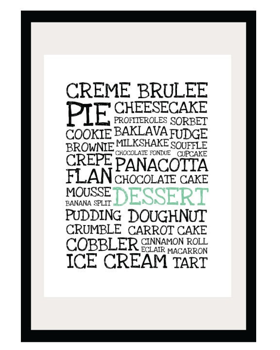 Desserts Illustration - 8.5x11 Print - Digital Illustration Poster - Kitchen Art