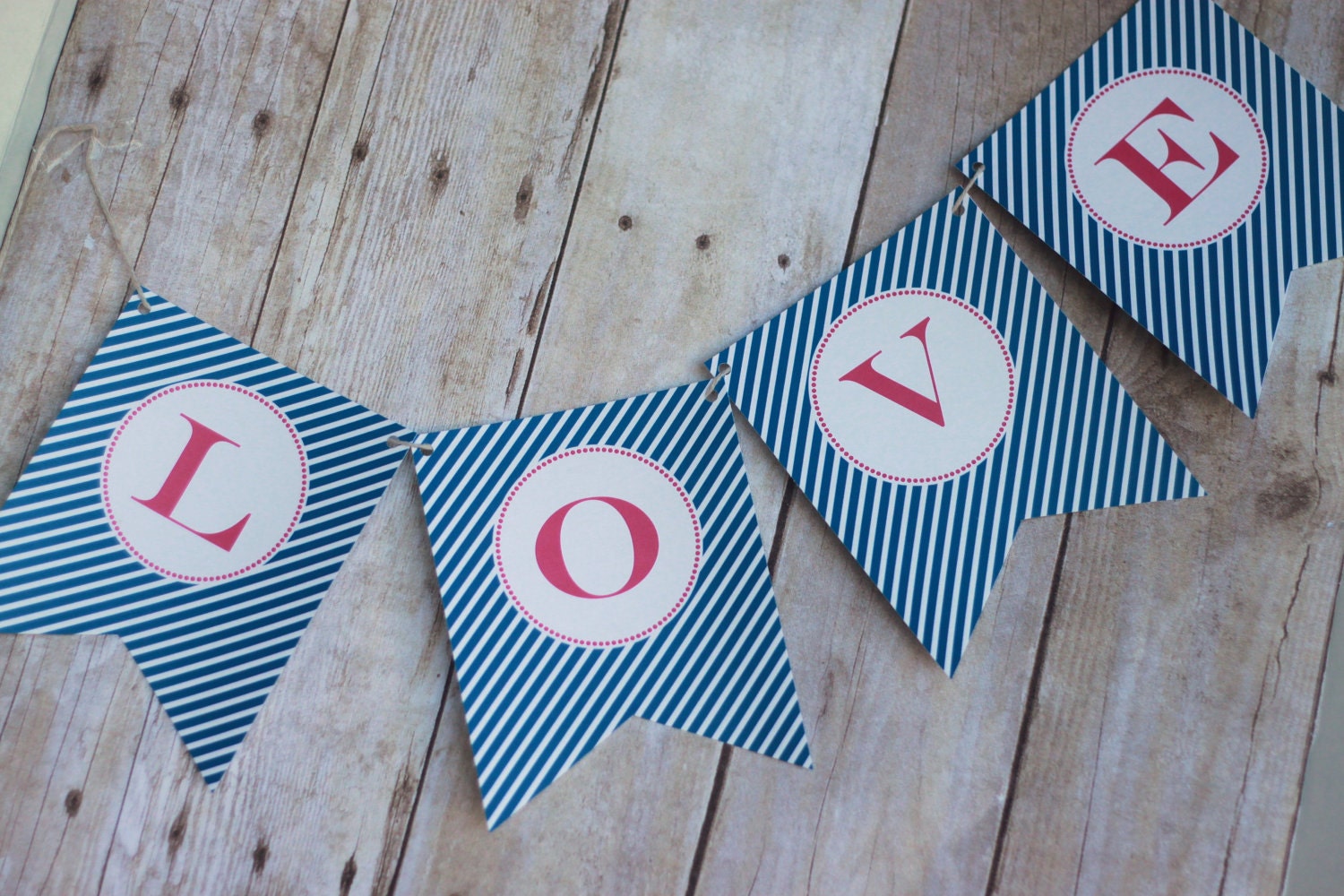 Printable Preppy Navy and Pink LOVE Banner