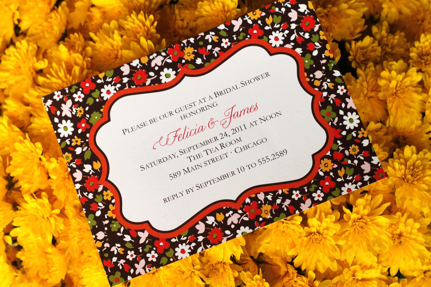 Printable Fall Retro Flower Invitations, bridal shower, thanksgiving, fall event, harvest Il_570xn
