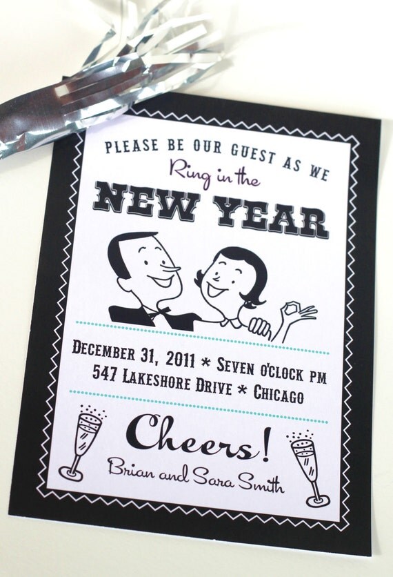 Printable NEW YEARS EVE Party Set Invitations, Banner and Flags for cupcakes, straws or drinks Il_570xn