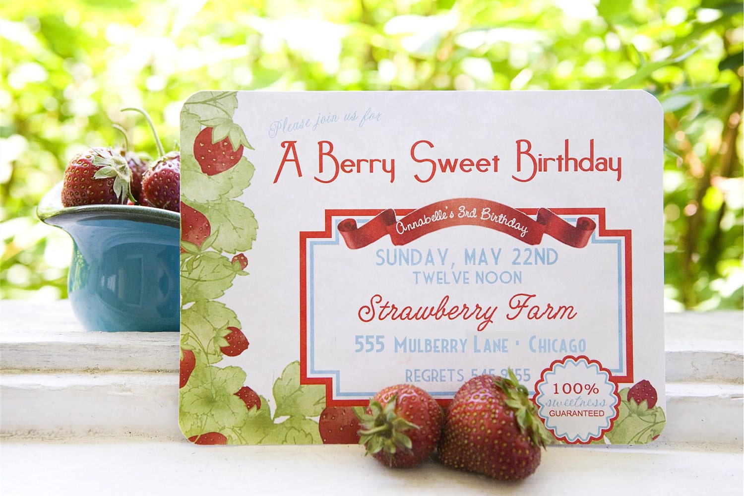 Printable Vintage Strawberry Farm Party Invitation Il_570xn