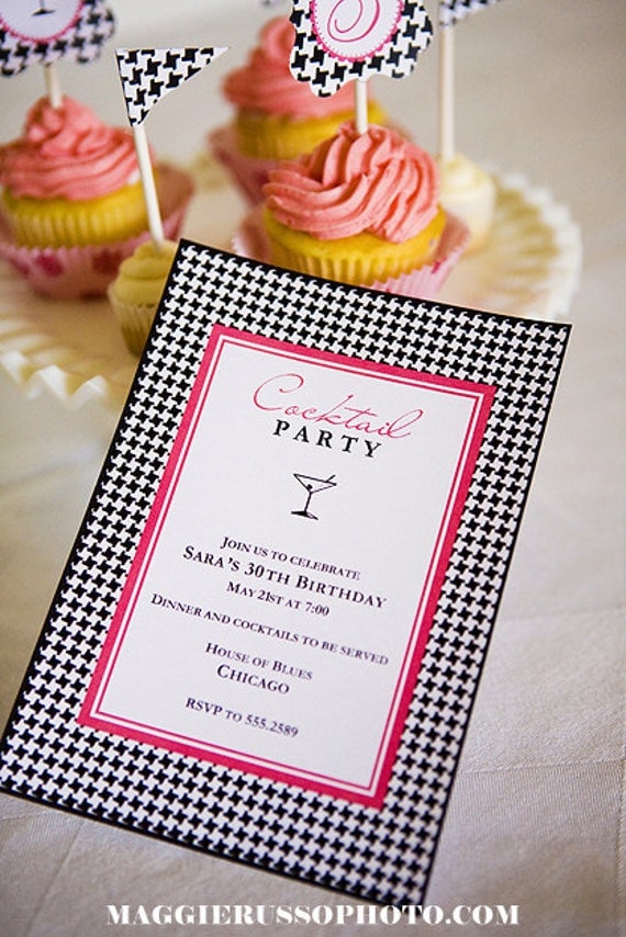 DIY Printable Houndstooth Invite, cupcake toppers and Flags Il_570xn