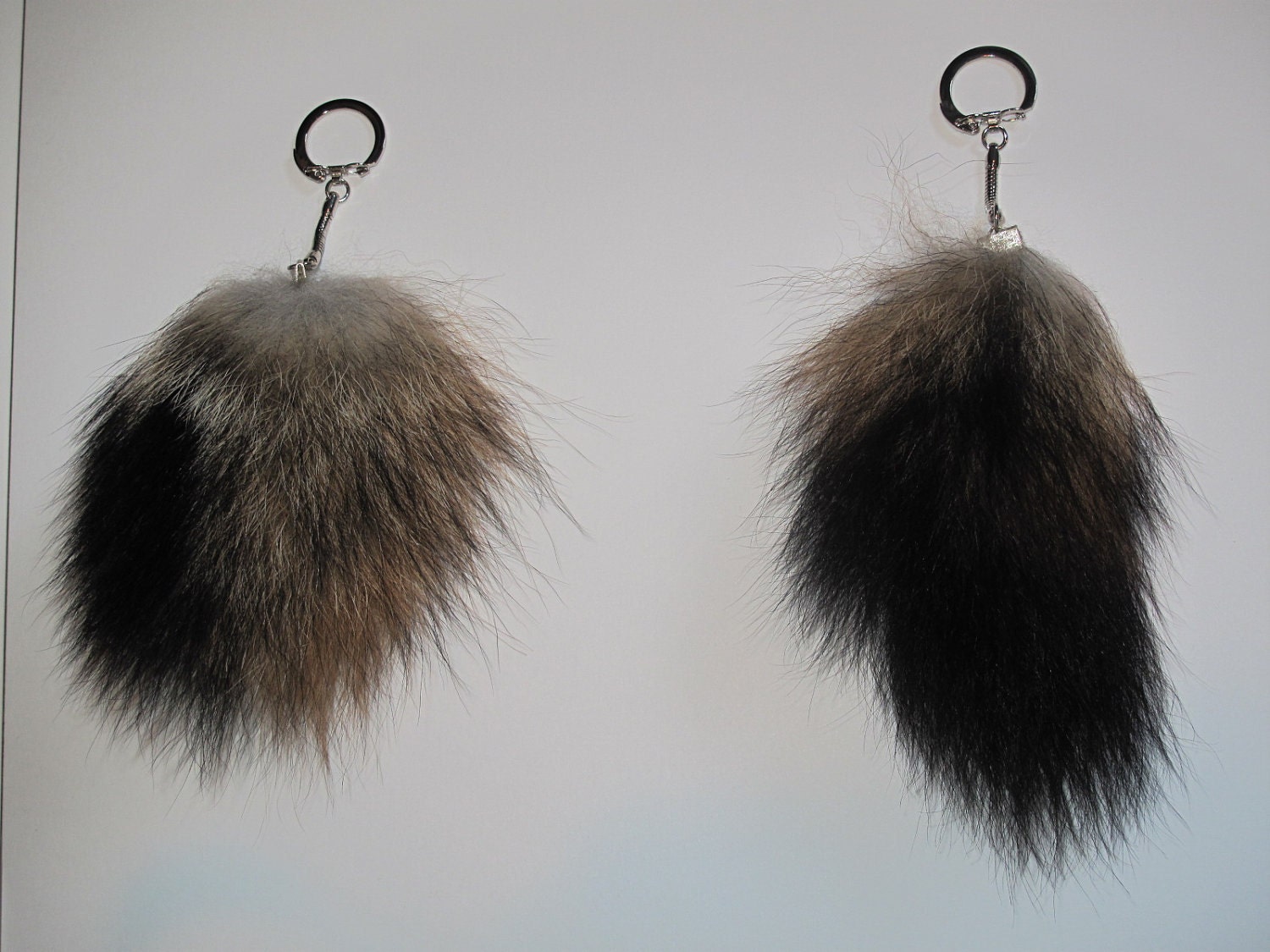 Grey fox half tail keychain