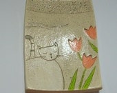 Little plate with Cat and Tulips