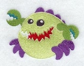 Monster Mania- Green, Blue, Orange or Purple baby monster embroidered baby bib