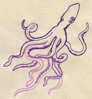 Purple Squid embroidered bib