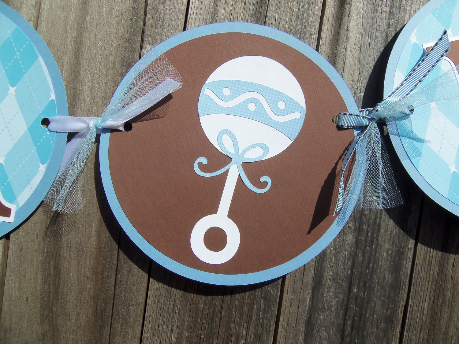 ITS A BOY Baby Shower Banner in Blue Brown White - Customize Your Way