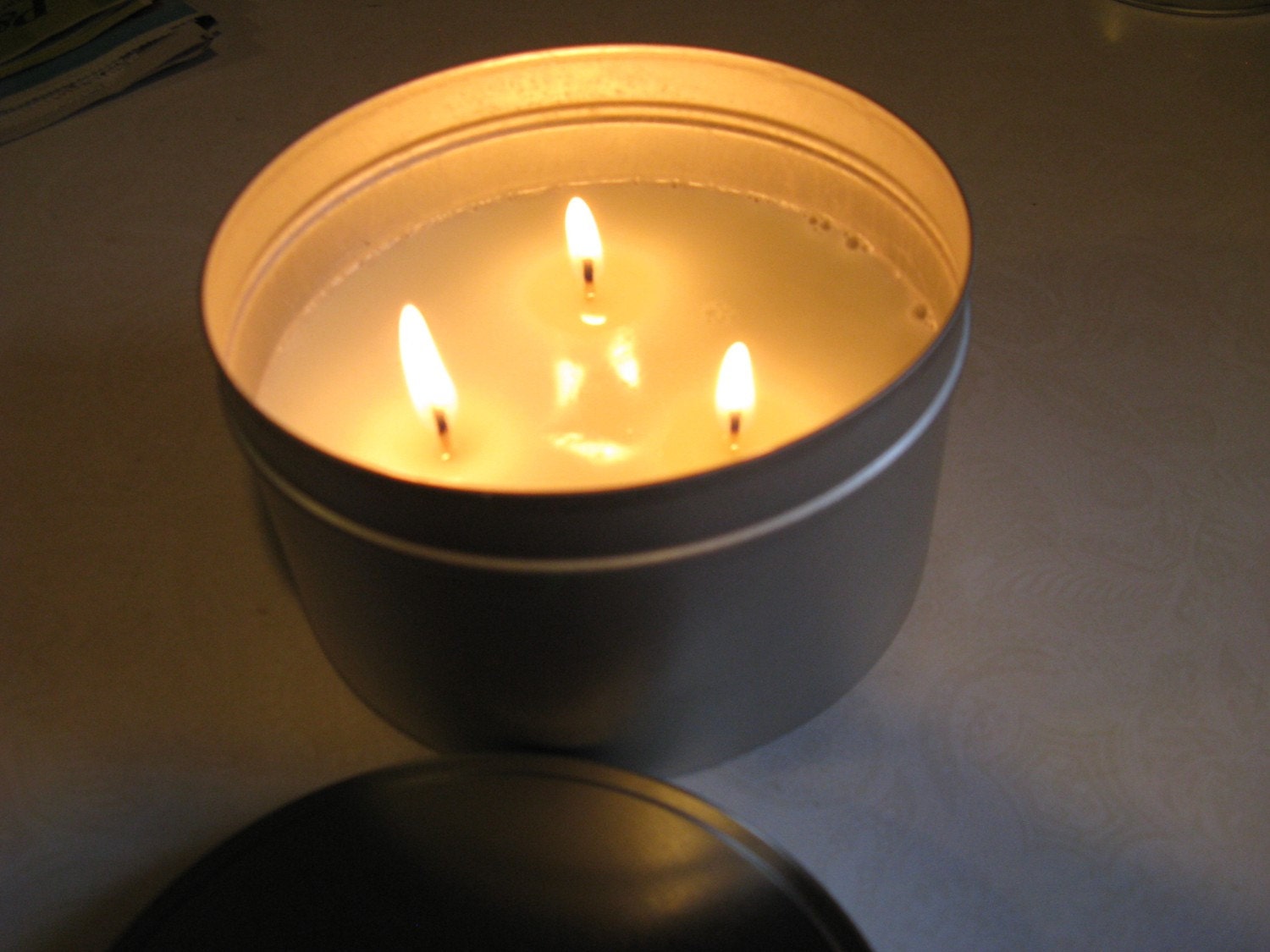 16 Ounce Soy Candle Tin - French Vanilla, three wick, Large tin with little feet