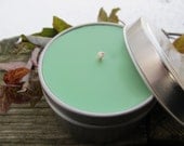 Soy Candle, Irish Moss, 6 Ounce Tin, Fresh Scent, Green, Hemp Wick