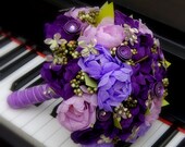 Wedding Bridal Paper Flower Bouquet - Purple Peony Paper Flowers