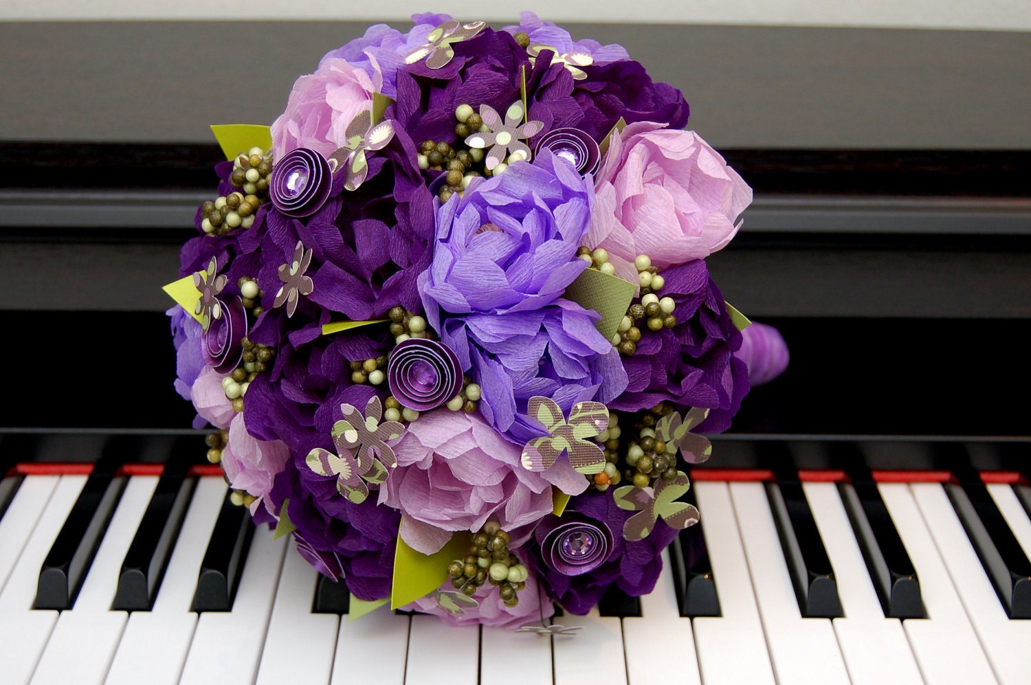 Wedding Bridal Paper Flower Bouquet - Purple Peony Paper Flowers