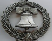 Vintage Patriotic Necklace Rafaelian Liberty Bell Pendant July 4th