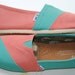 Womens Custom Hand Painted TOMS in Coral and Light Blue