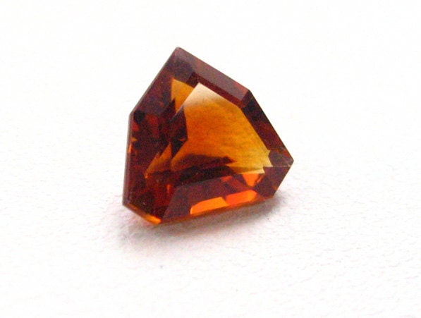 Solitaire Madiera Citrine, Orange-red Fancy shape, shield shape, unique engagement ring center stone