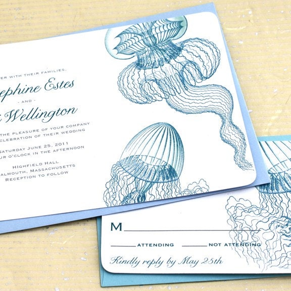 Jellyfish Wedding Invitations - Sample set
