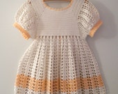1940's Handmade Ivory and Pink Crocheted Dress - BabyTweeds