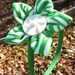 Flower Headband made Green and White Vintage Upcycled Material FREE SHIPPING to USA