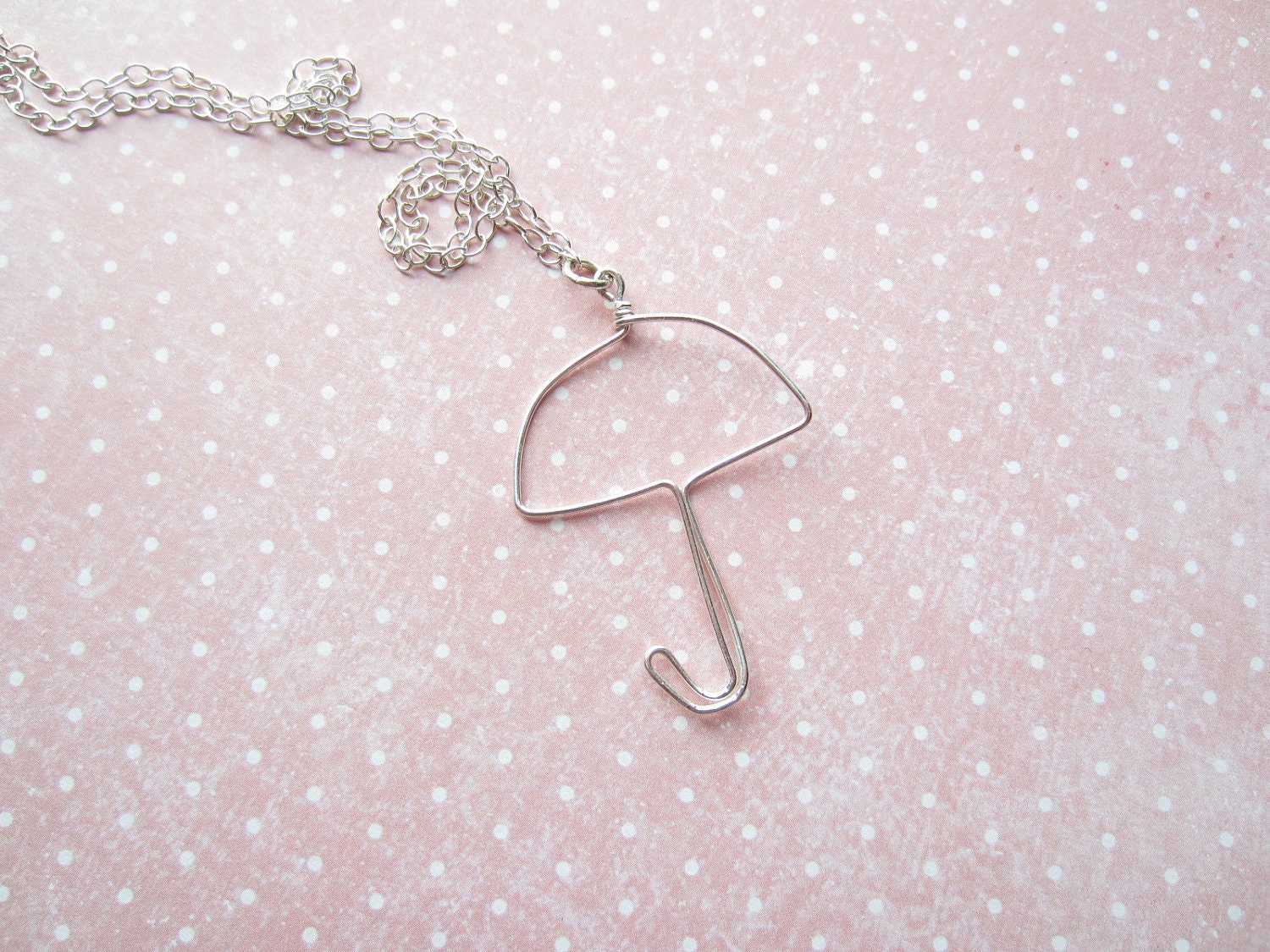 Silver Wire Sign Necklace, Umbrella Necklace