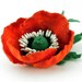 Felted flower hair clip red poppy eco friendly OOAK ready to ship gift under 35
