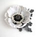 Felted flower hair clip white Poppy