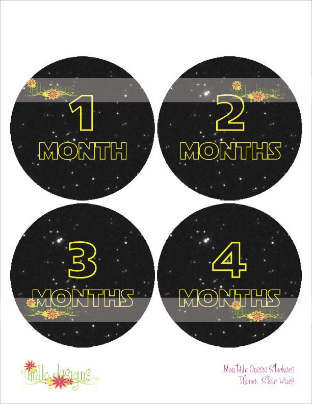 Monthly Onesie Sticker (Boy):  Star Wars