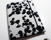 Nook Tablet Cover / Kindle Fire / Kindle Paperwhite / Kobo / iPad Mini / Custom eReader Case Cover - Linen Black White Leaf Silhouette