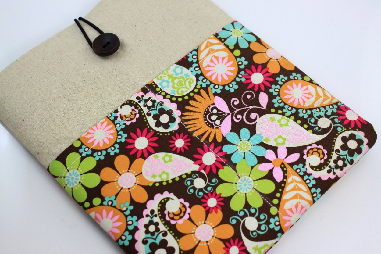 iPad Case, iPad Sleeve, iPad Cover, PADDED, with pockets for iPhone - Blossoms & Paisley