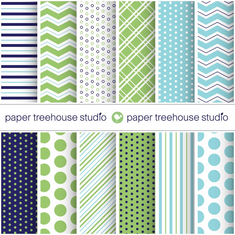 Digital Papers - Dots, Stripes and Zig Zag Patterns - Twelve 8.5 x 11 inch Print Ready Files
