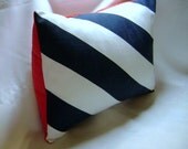 Pillow Cover 12 x 16 Navy Stripes Askew with Red by Lilikins Home