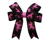 Brown and Pink Horse Hair Bow