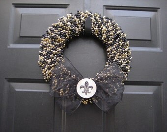 New Orleans Saints,  UCF, Purdue or Vandy  Beaded Wreath Custom Any Team