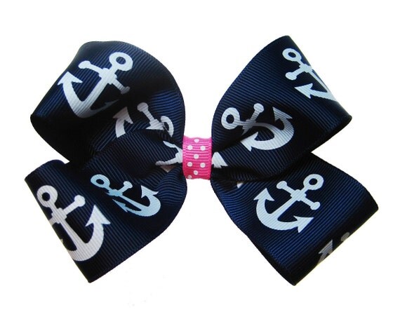 Large DG Delta Gamma Sorority Anchor Hair Bow