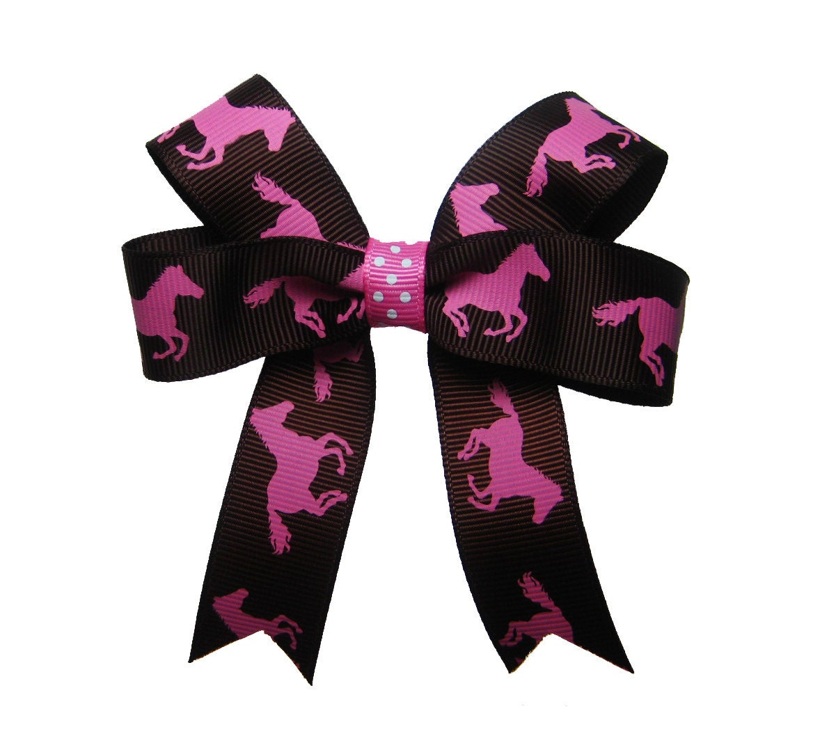Brown and Pink Horse Hair Bow