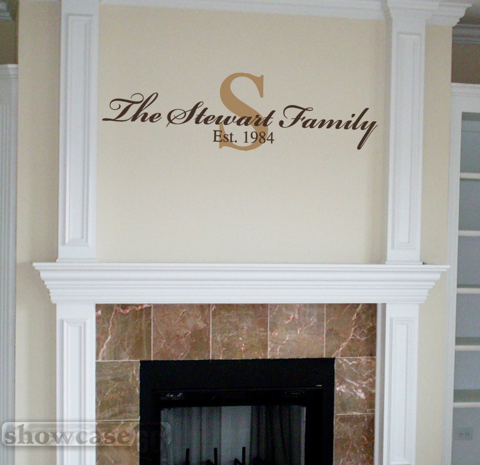 Personalize Monogram and Family Name Est. Set - Vinyl Wall Art - FREE Shipping - Wedding Anniversary Gift