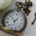 Alice in Wonderland - Vintage Filigree Pocket Watch Necklace with Rabbit and Skeleton Key Charm