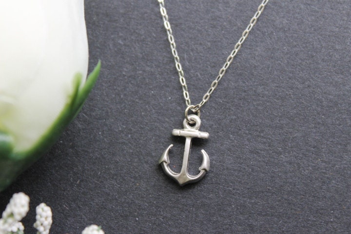 Anchor Pendant Necklace, Sterling Silver Chain, Daily Simple Jewelry, Gift