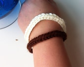 Crochet Bracelet - Brown and White "Lehigh" Set