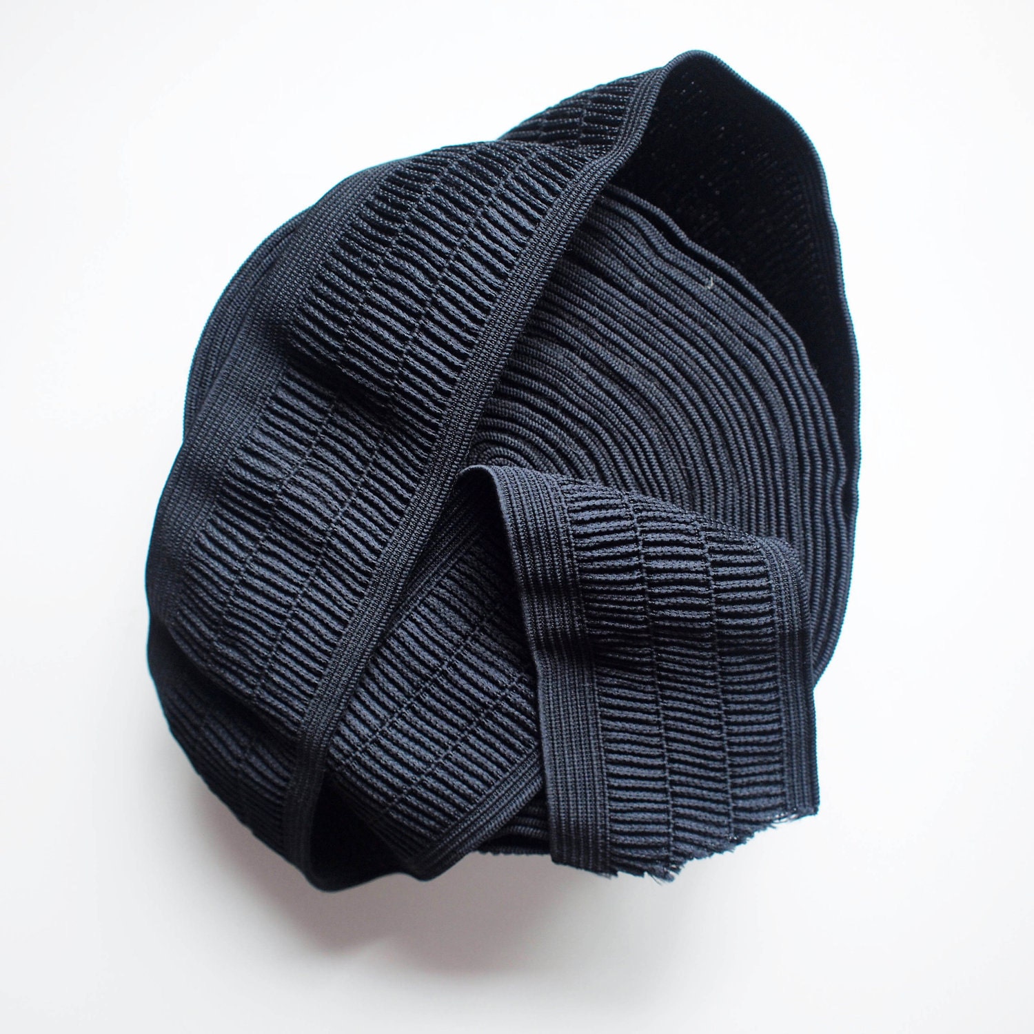 2 1/2" Gathered Style Black Stretch Elastic Band (1 Yard)